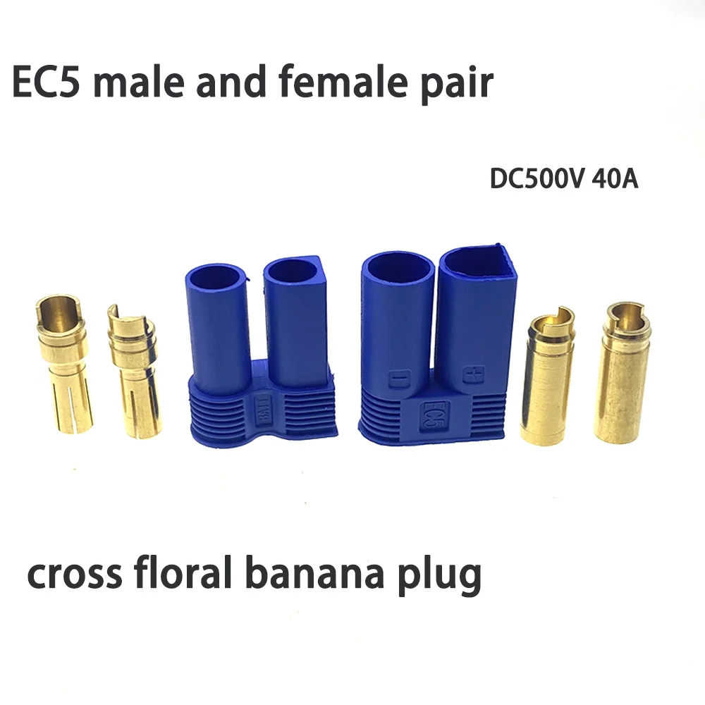 1pcs XT60 XT90 EC5 T plug EC5 Banana Plug Bullet Connector for RC Plane Aeromodelling Airdrone Spare Parts RC Lipo Battery Blue