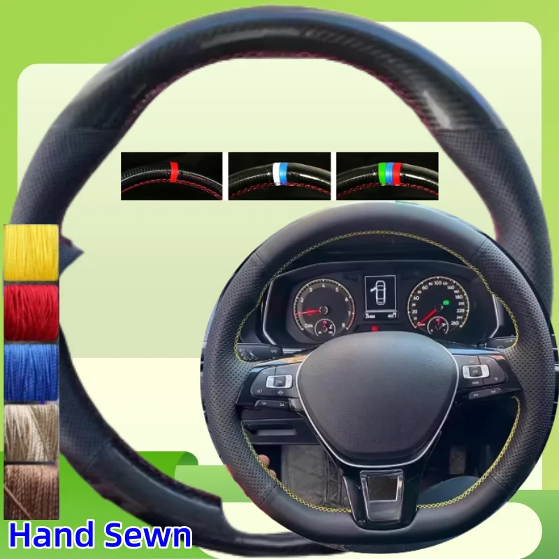 

Customize Carbon Fiber Leather Car Steering Wheel Cover For Volkswagen VW Golf 7 Mk7 Touran Up New Polo Jetta Passat B8 Tiguan