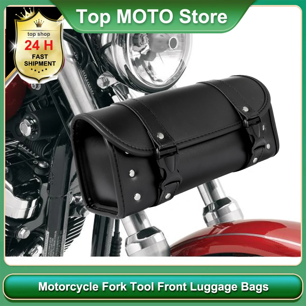 

Motorcycle Fork Tool Bags Storage Leather Travel Pouch Front Luggage Bag For Harley Sportster XL Touring Softail Dyna Road King