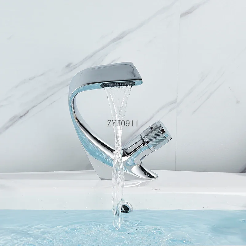 الكروم الحمام صنبور سطح الخيالة حوض بالوعة خلاط صنبور الماء الساخن البارد مقبض واحد غسل سفينة بالوعة الصنابير رافعة #5