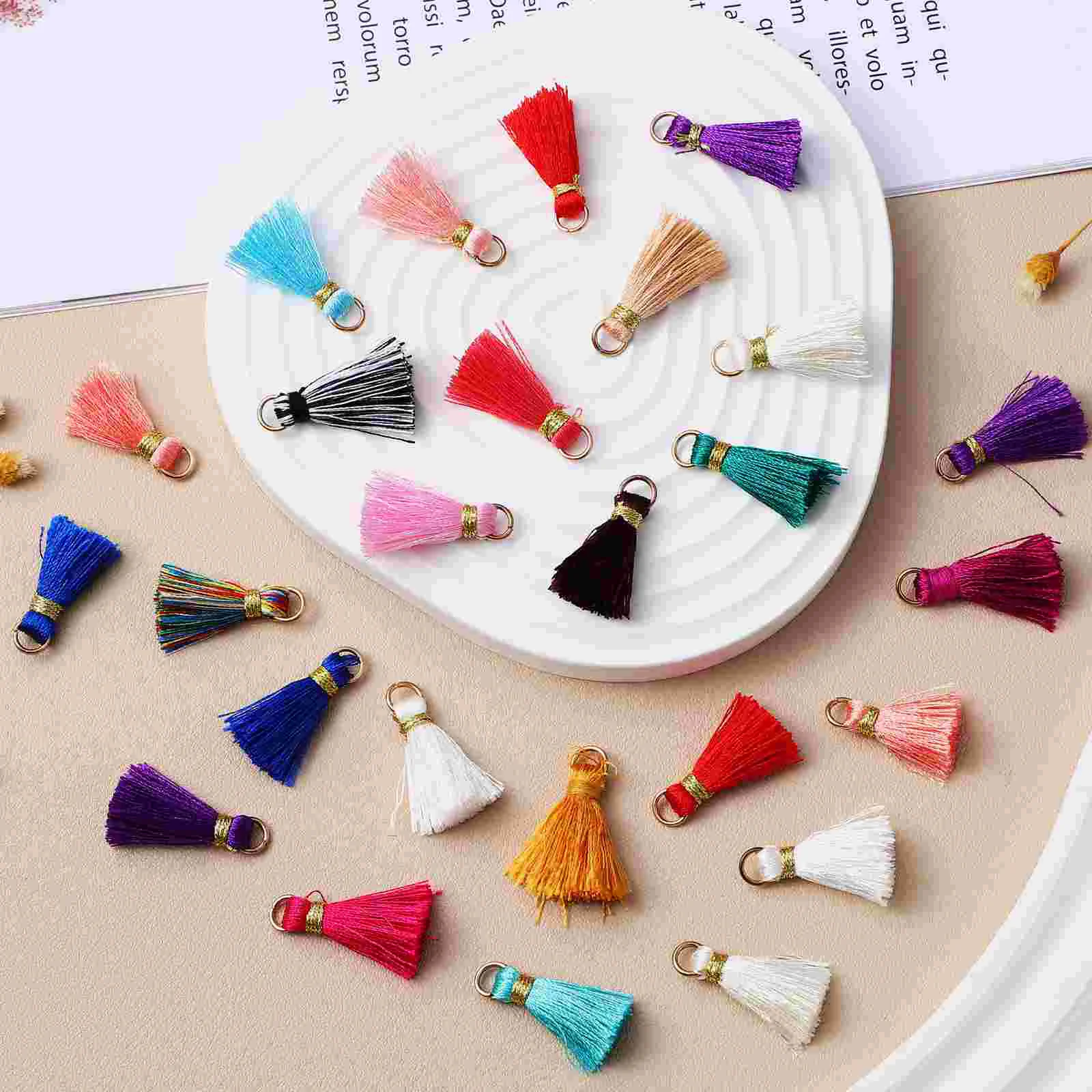 50Pcs Keychain Gold Thread Tassel Small Tassels Women Butterfly Pendant Keyring for Initial Purse Suspension Bag Mini Set Charms