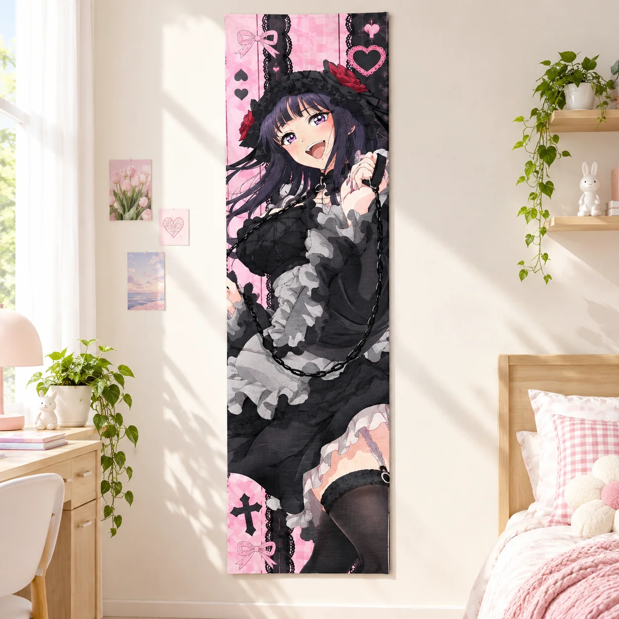 Anime My Dress-Up Darling Kitagawa Marin Vertical Tapestry, Long Slim Wall Hanging Poster, Wall Cloth for Otaku Bedroom Dorm