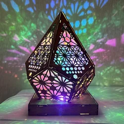 LED 3D Table Lamp Star Lamp Bohemian Multicolour Geometric Projection Lamp Vintage Ambient Night Lamp Decorative Ornaments