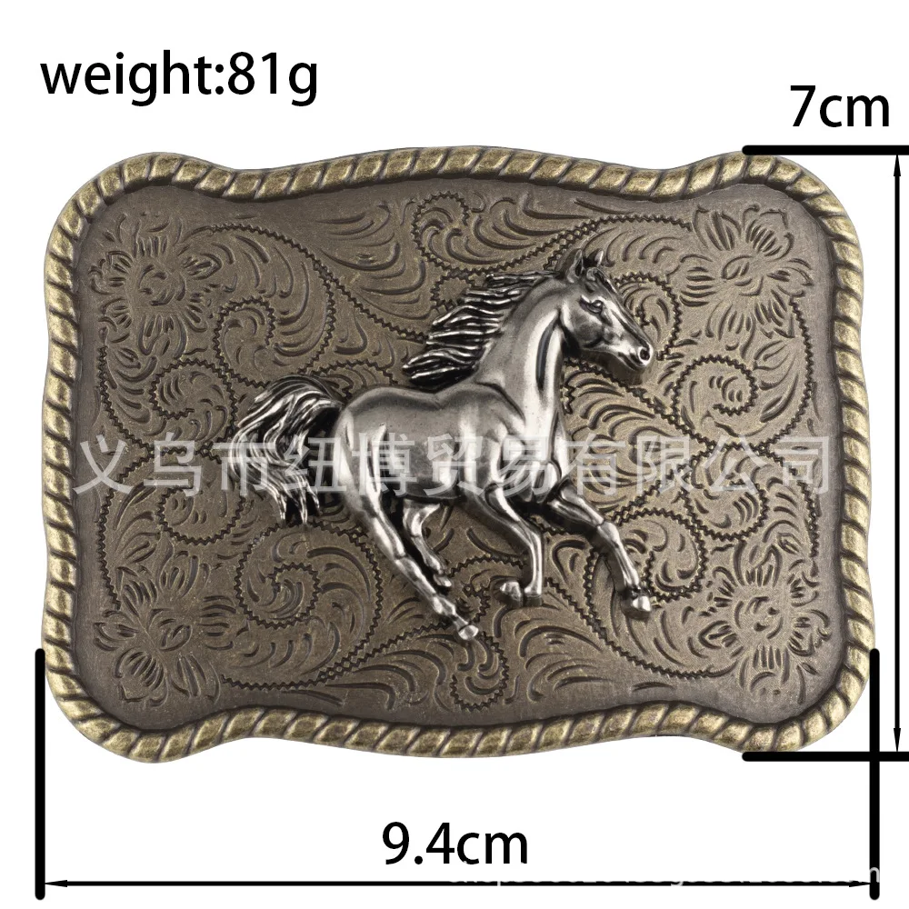 Western Cowboy Boot Belt Buckle Alloy Material 3.8cm Width Bronze Mustang