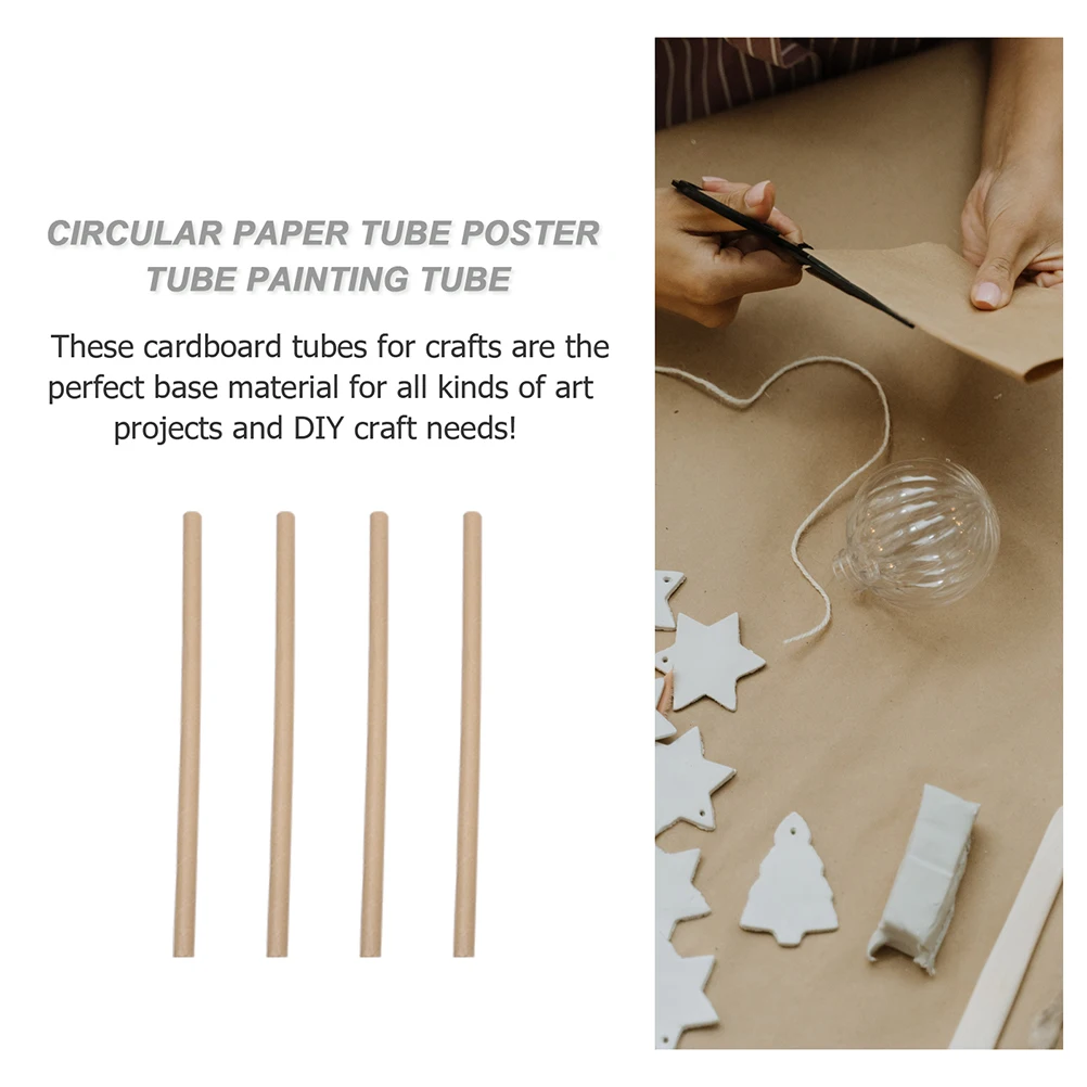 

4pcs Paper Tube Packaging Blank DIY Industrial Kraft Cardboard Tubes Poster Roll Storage Kids Crafting Project Material
