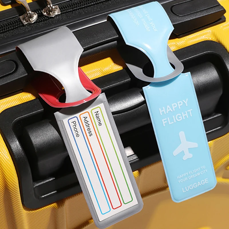 Cute Luggage Label Straps Suitcase Id Name Address Identify Tags Luggage Tags Airplane PVC Accessories