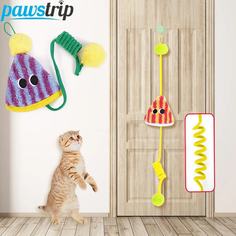 Self-Hey Hängende Tür Katze Spielzeug Lustige Plüsch Haustier Plüsch Frühling Ball für Katzen Heben Kätzchen Sound Papier Spielzeug katze Zubehör