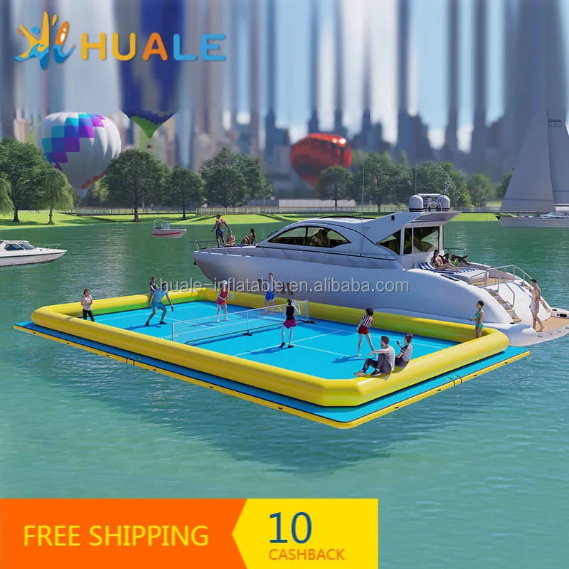 18x9x0.9m Inflatable Floating Island Pickleball Court Water Sport Platform For Sea Outdoor Game Factory Wholesale Custom