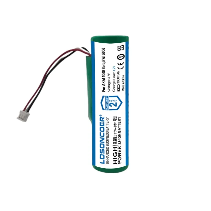 LOSONCOER 3900mAh 1ABTUR18650ZY01 Battery For AKAI 5000 Solo, EWI 5000 EWI5000 / EWI SOLO EWISOLO Battery FPO-72-003-S