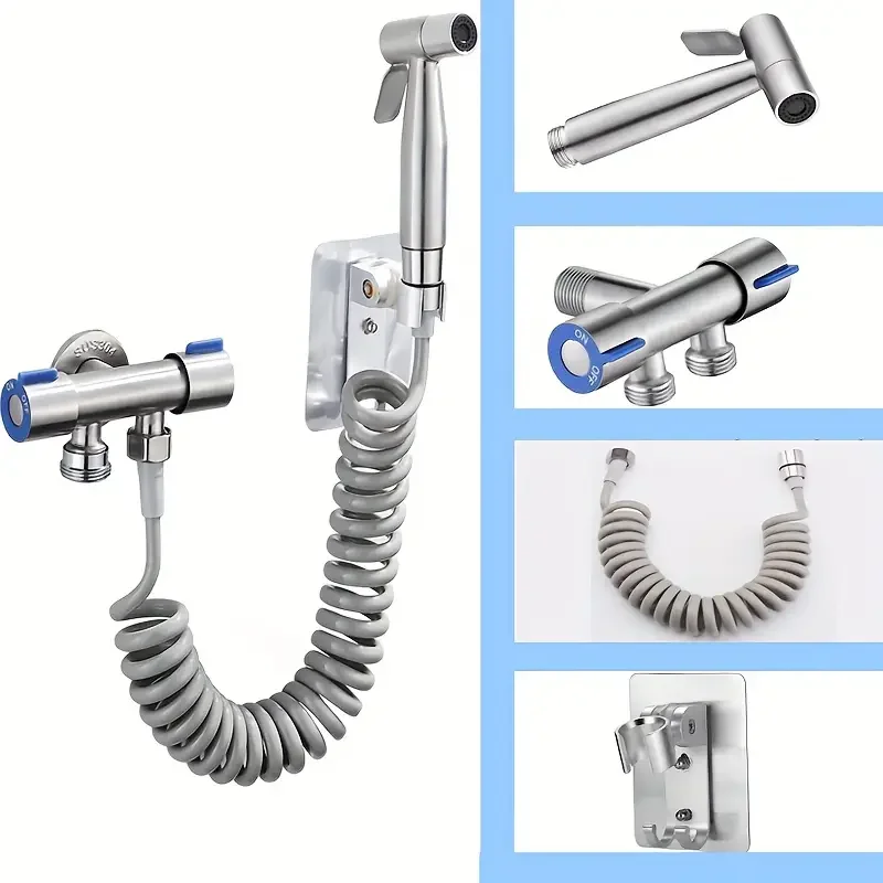 304 stainless steel toilet companion dual-function water outlet angle valve bathroom bidet sprayer booster kit