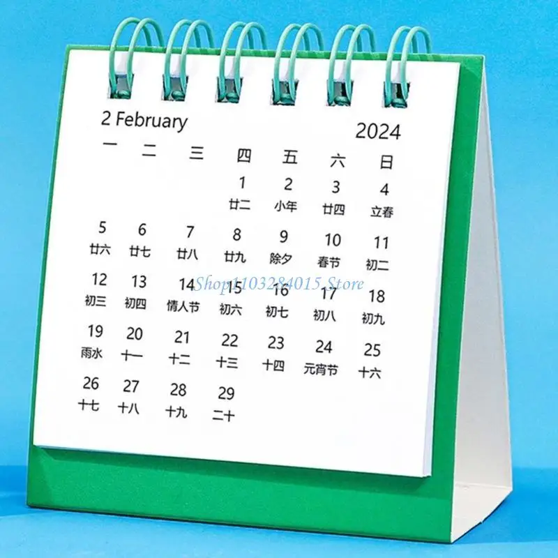 R6FF Desk Calendar Portable Standing Up Monthly Calendar Cartoon Desk Planner