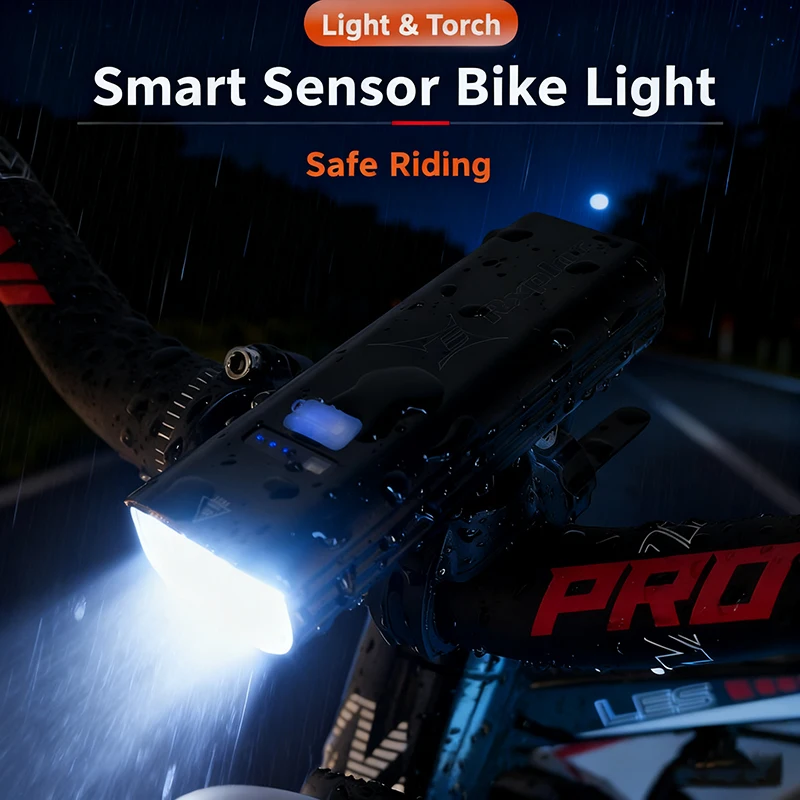

TESNO USB Rechargeable Bike Light Auto Light Sensing Headlight for Night Riding E-bike/bike Front Light Waterproof Cycling Lamp