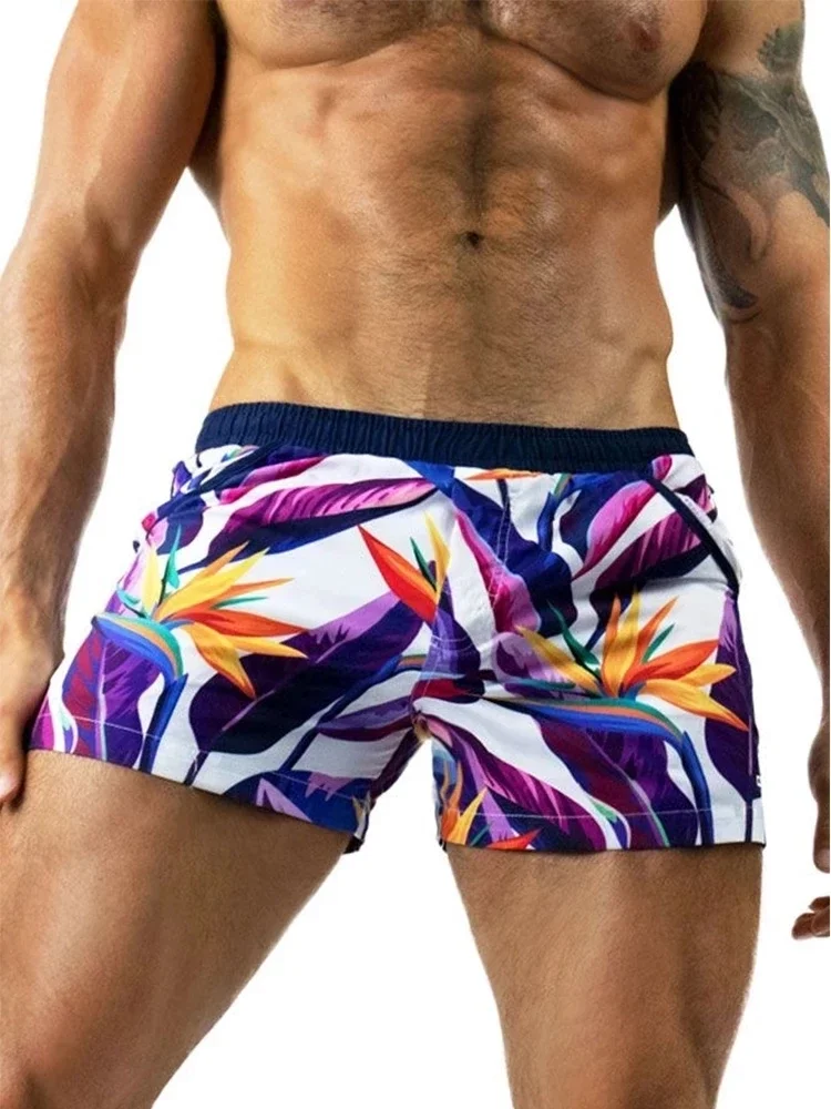 Calções de banho de secagem rápida para homens, shorts sexy de corrida, calções de praia, cuecas de banho, novo 2023