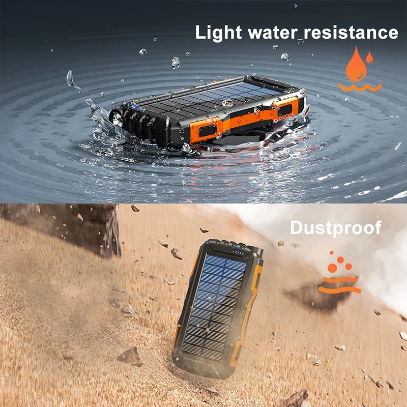 JayoWade 42800mAh Solar Power Bank Waterproof Portable Charger 22.5W Fast Charging Powerbank for iPhone Samsung Xiaomi Poverbank view 5