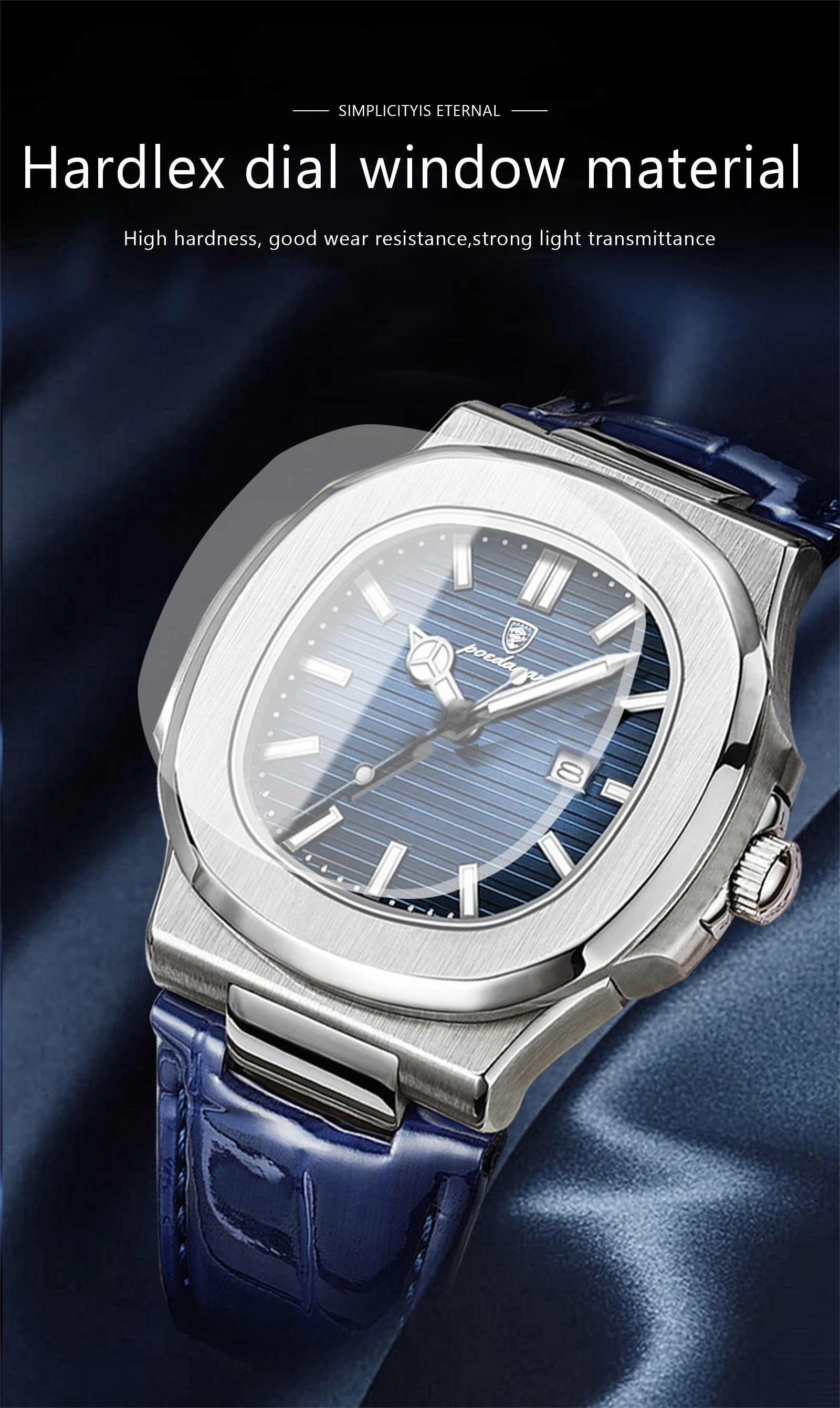 POEDAGAR Top Platz Mann Uhr Datum Wasserdicht Leucht Luxus Männer Armbanduhr Hohe Qualität Leder herren Quarz Uhren + Box reloj – Detail 10