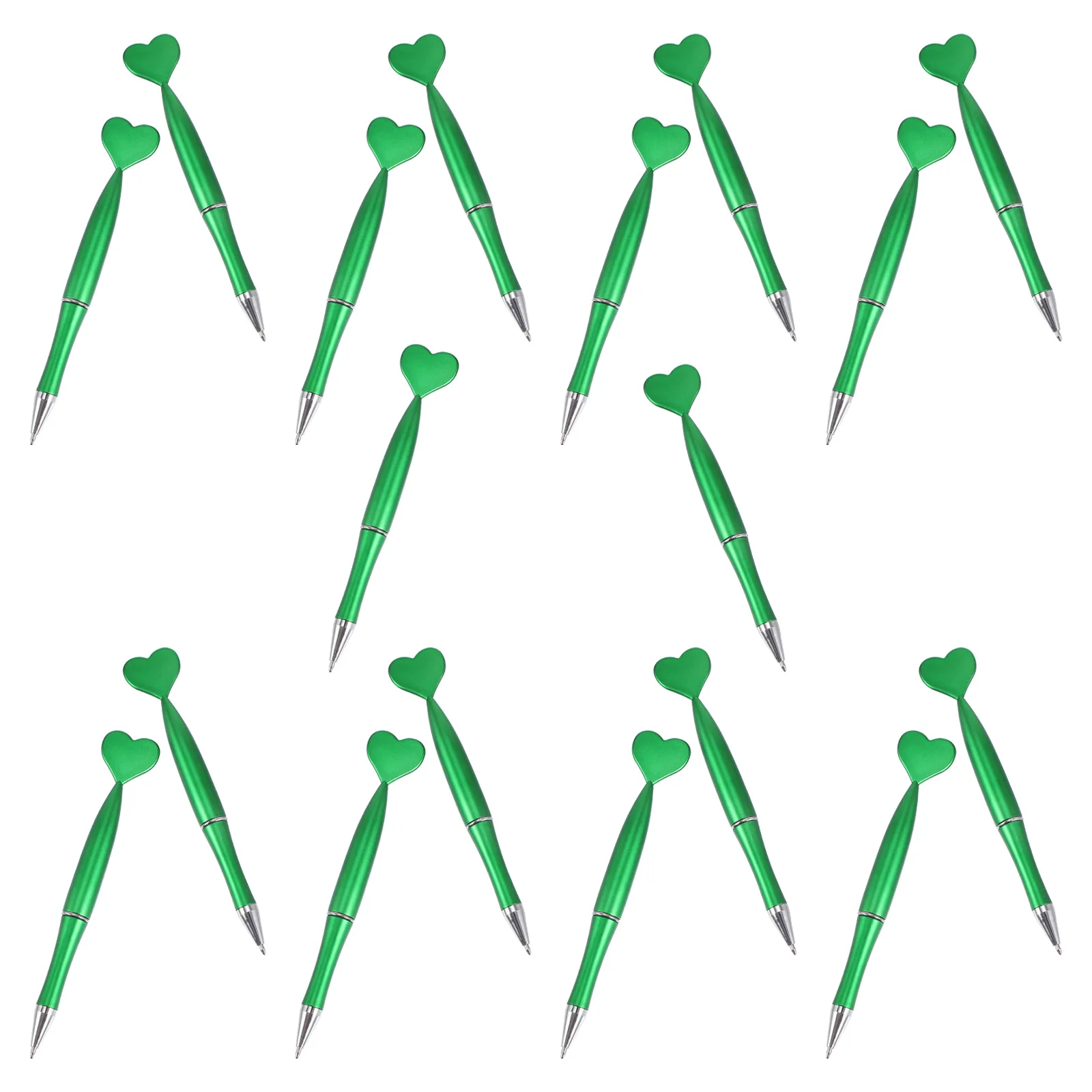 

18pcs Ballpoint Pen Writing Stationery Green Abs Plastic Cute Heart Design Pens for Girls Students Smooth Writing Office Home