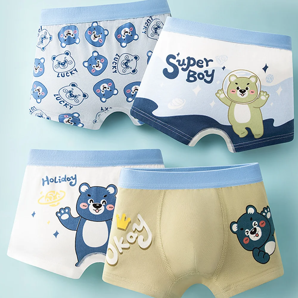 

4Pcs Boys Boxer Briefs Breathable Cotton Mesh Toddler Underwear Kids Panties Assorted Shorts Seamless Underpants 2-10 Years