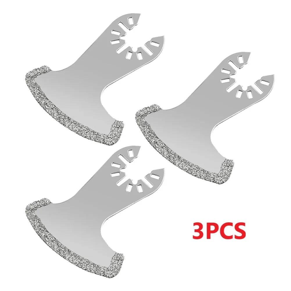 3pcs Oscillating Multi Tool Swing Diamond Cutting Saw Blades Silver Emery For Grout Removal Renovator Trimmer Blades