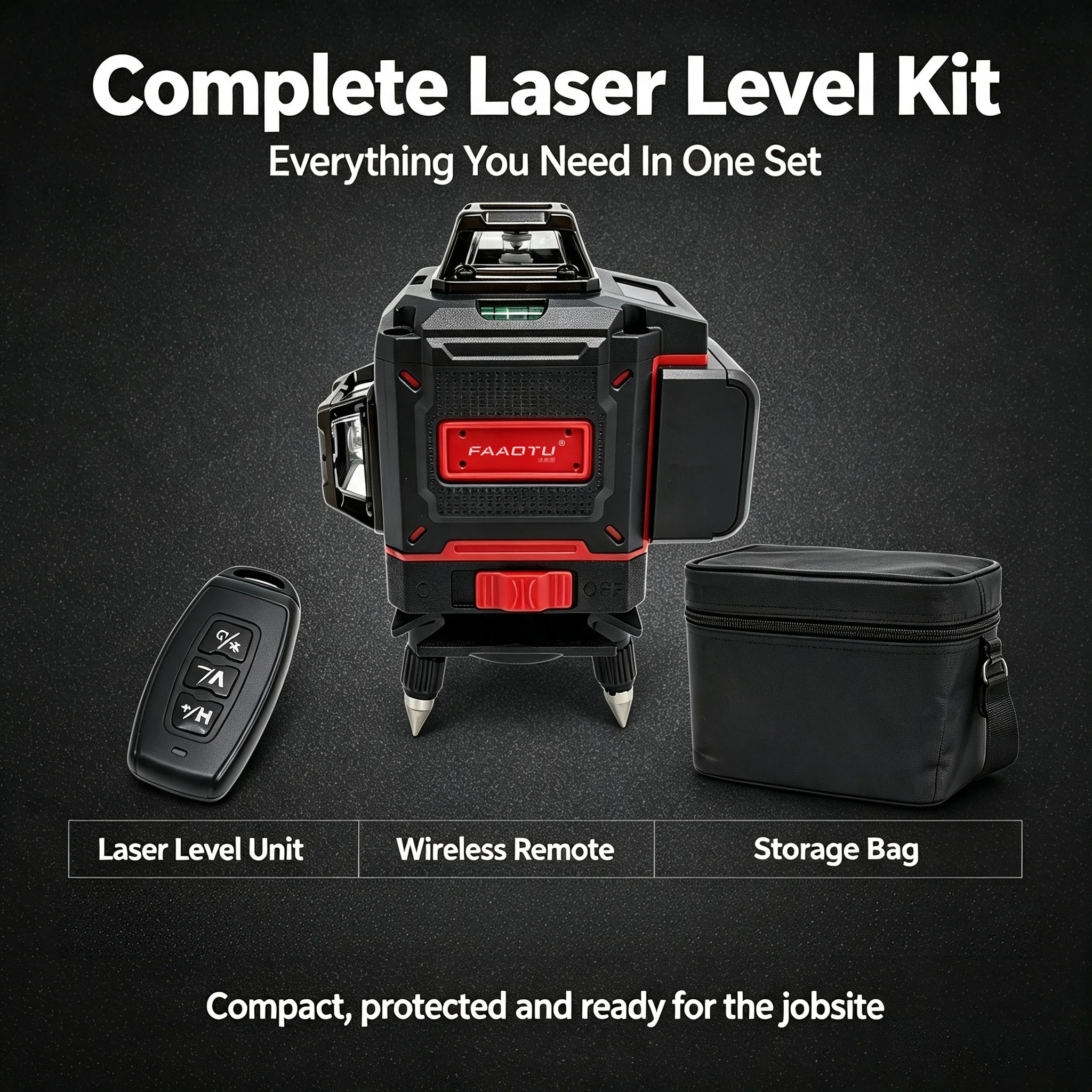 FAAOTU 3D Green Beam Cross Line Laser Identical Button Panel & Functional Calibration Matches MWQ Laser Level