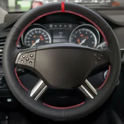 Car Inner Steering Wheel Cover Leather Trim red bar For Mercedes Benz GL R Class X164 2006-2009 M-Class W164 2005 2006 2007 2008