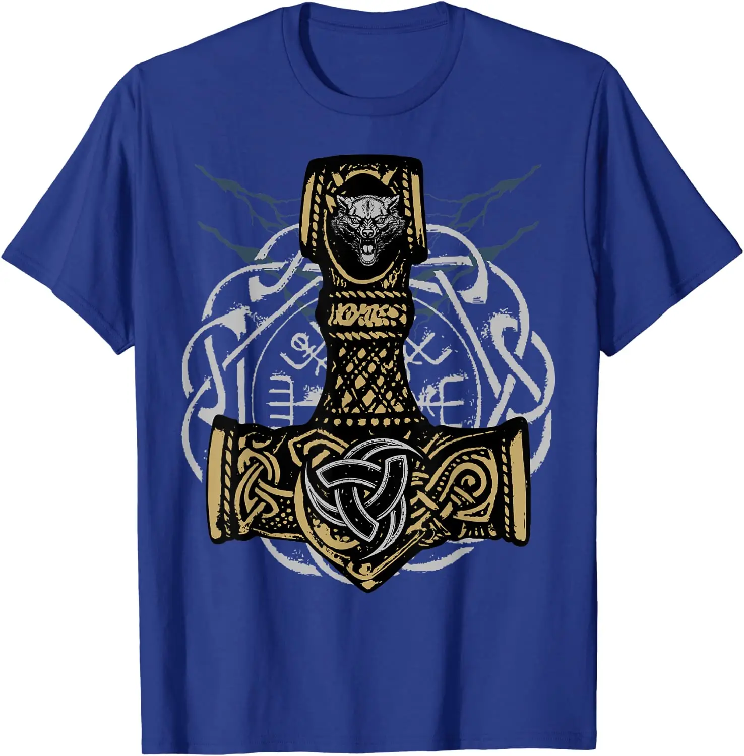 Thors Hammer Triple Horn of Odin Men T-Shirt Short Sleeve Casual 100% Cotton O-Neck Summer Shirt