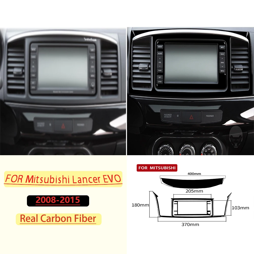Carbon Fiber For Mitsubishi Lancer EVO 2008-2015 Car Navigation System Display Trim Customizable Sticker Interior Accessories ﻿