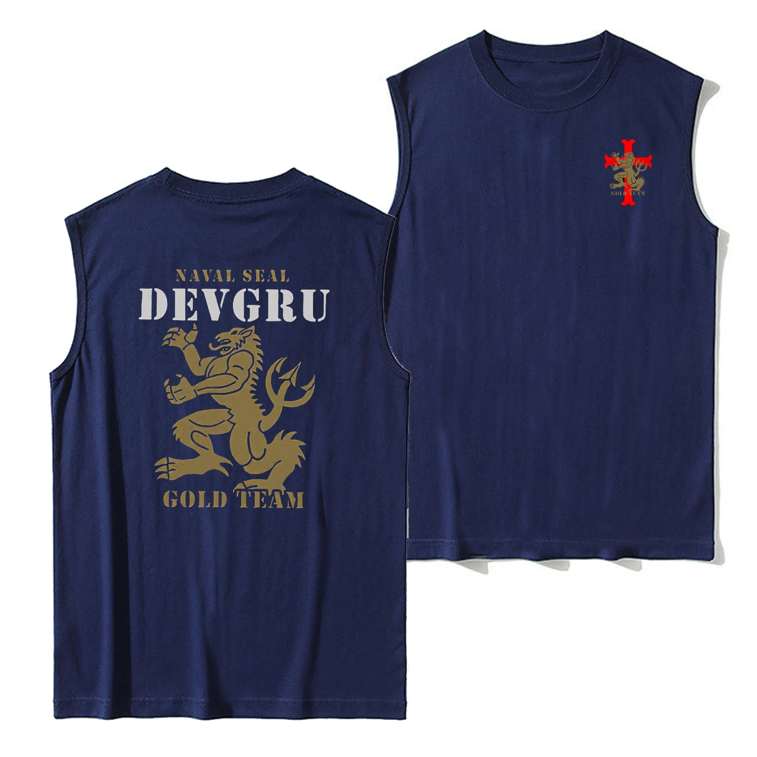 Naval Seals DEVGRU Crusaders Gold Team Lion Special Forces Tank Top 100% Cotton O-Neck Casual Mens Vest Sleeveless Tee Shirt