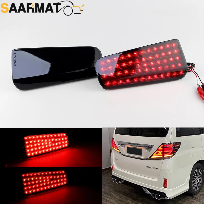 Red/Black Lens Car LED Rear Bumper Fog Lights Brake Lights Running Signal Lights For Toyota ALPHARD/VELLFIRE 30 Series Accessory