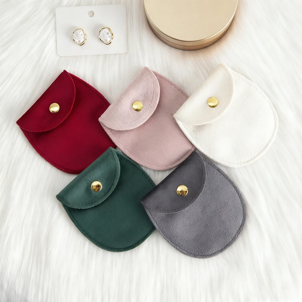 

New Jewellery Pouch Snap Button Velvet Bag Bracelet Necklace Earrings Ring Storage Packaging Bags Travel Organizer Jewelry Sack