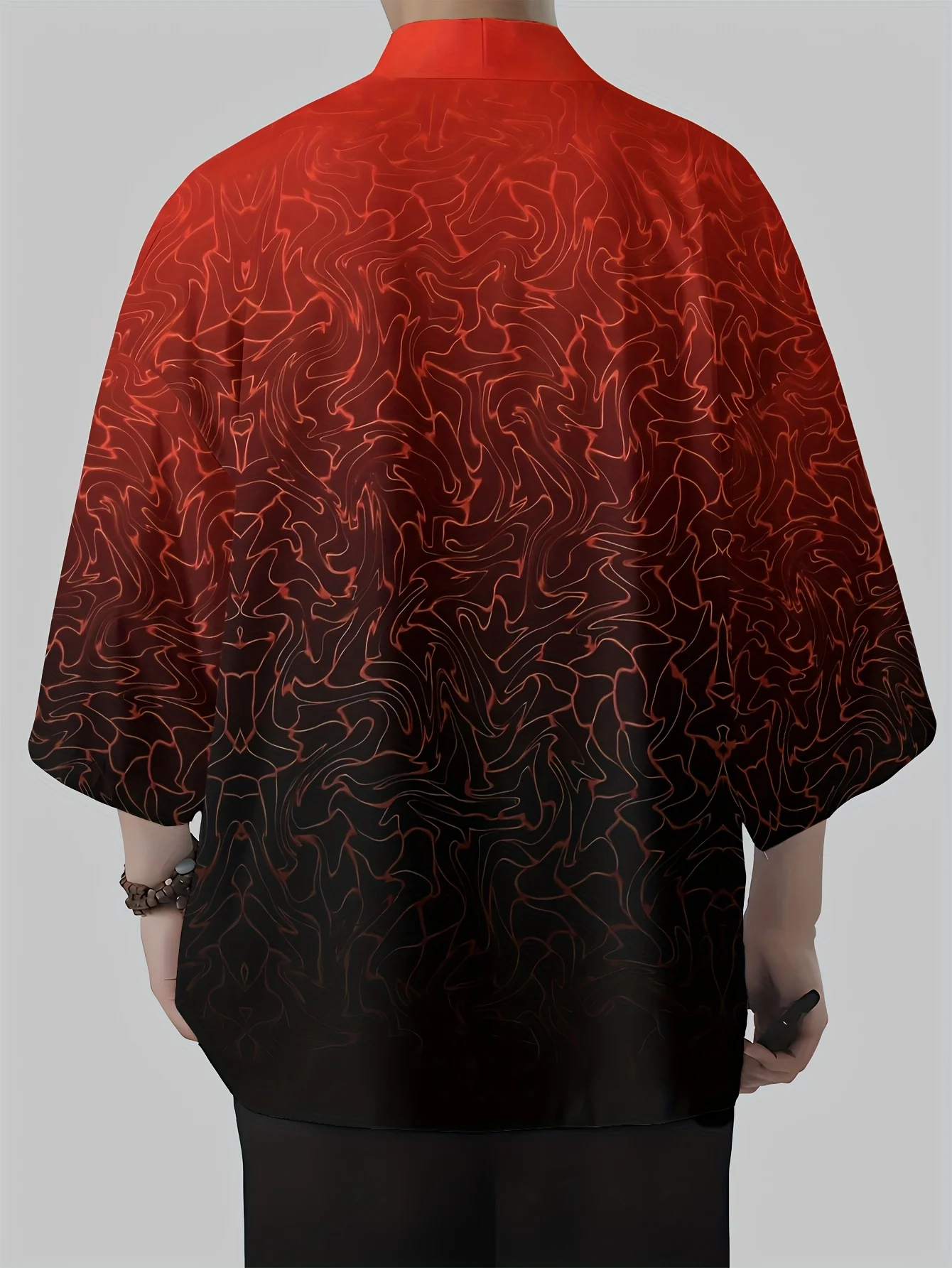 Abito kimono giapponese da uomo, abbigliamento da spiaggia leggero e traspirante in poliestere con stampa geometrica, abito estivo casual, abbigliamento per il tempo libero all'aperto