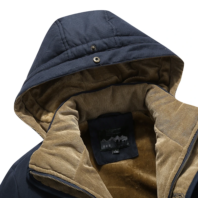 Men Winter New Windproof Hooded Thick Fleece Warm Parka Men Fashion Brand Coat Men Classic Casual Parka Jacket Men Size 6XL