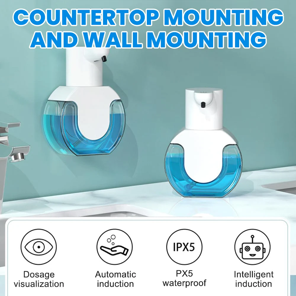 Automatic Foam Soap Dispenser 420ML Wall Mounted Soap Dispenser Adjustable Soap Outlet Suitable For Bathroom Countertops Kitchen