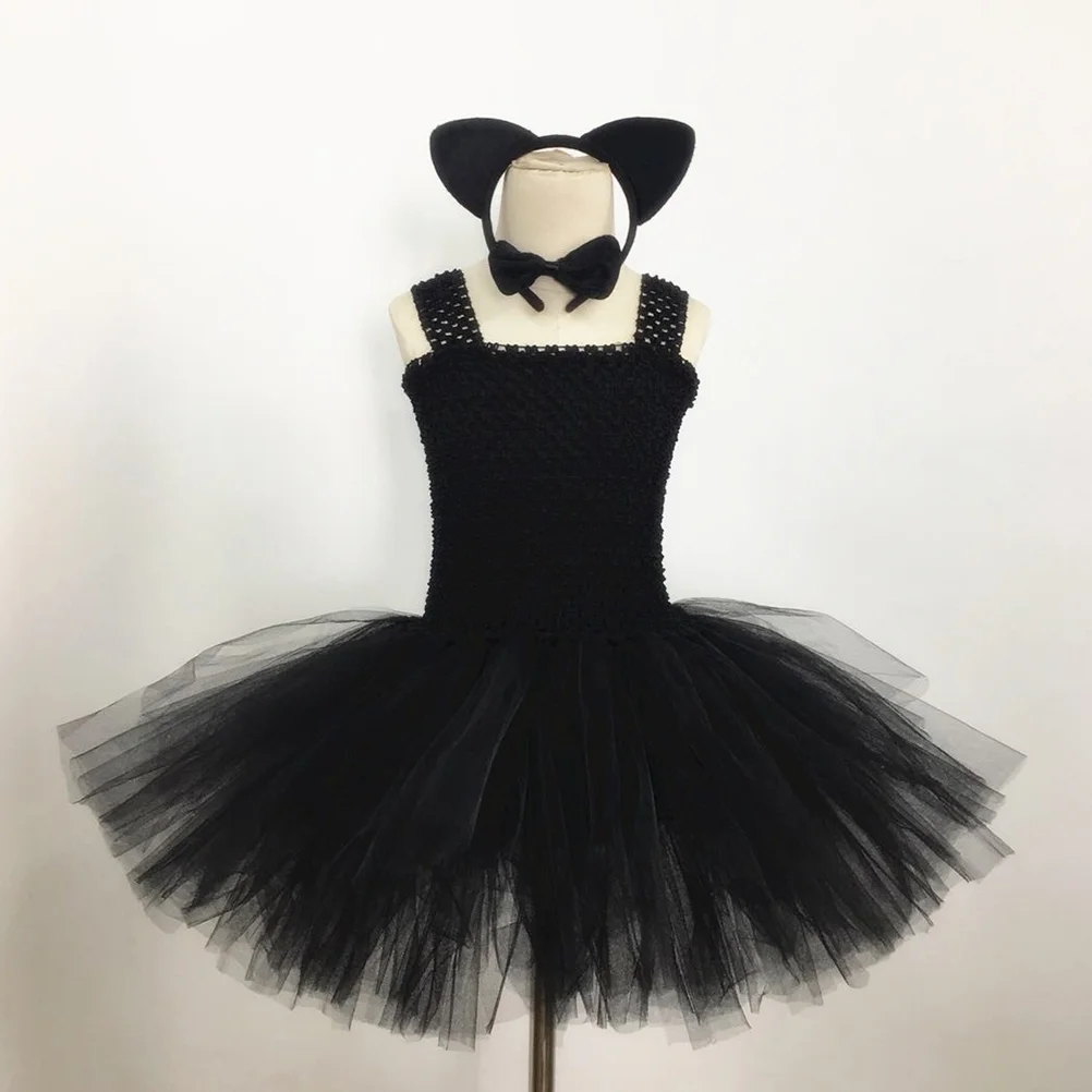 

Cat Skirt Suit Polyester Costume Kids Tutu Cosplay Dress Fairy Performing Halloween Mesh