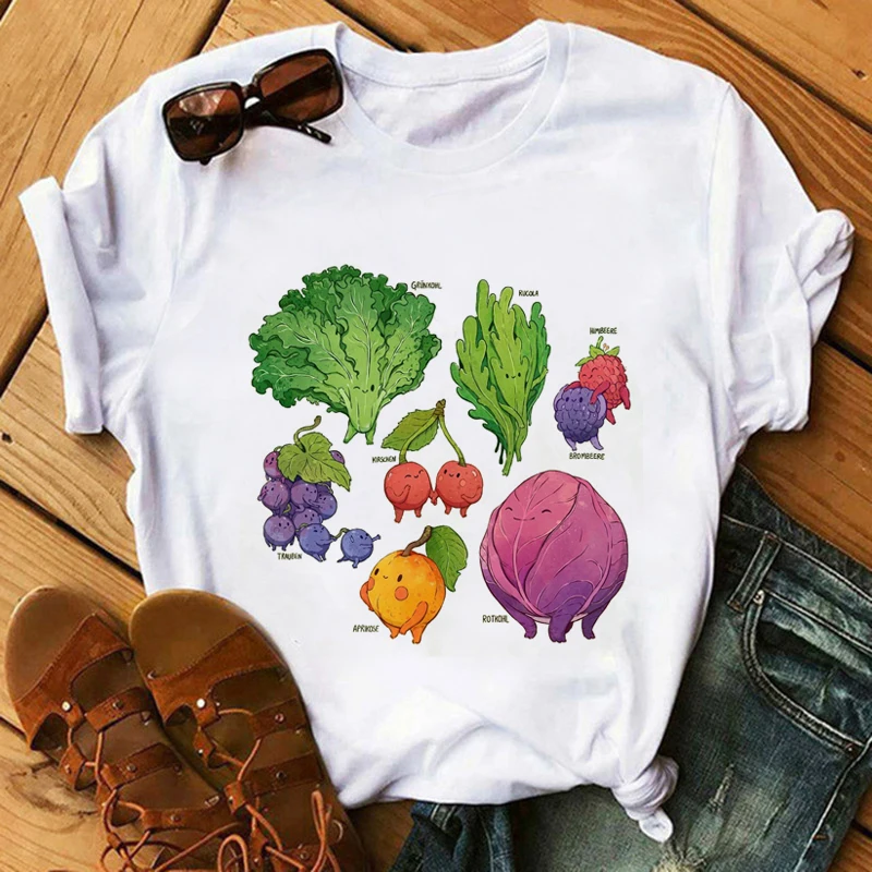 T-shirt da donna estiva a maniche corte con stampa di verdure T-shirt da donna da donna T-shirt grafica T-shirt da donna Tumblr