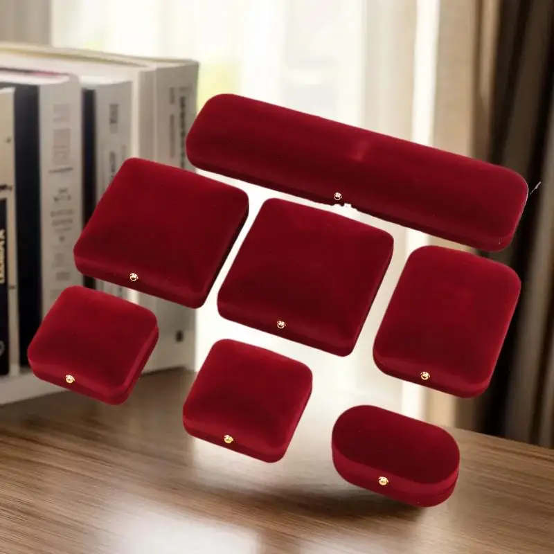 Flocking Gold Buckle Jewelry Box Pendant Ring Necklace Earring Bracelet Display Storage Box Luxury Feelings Packaging Box