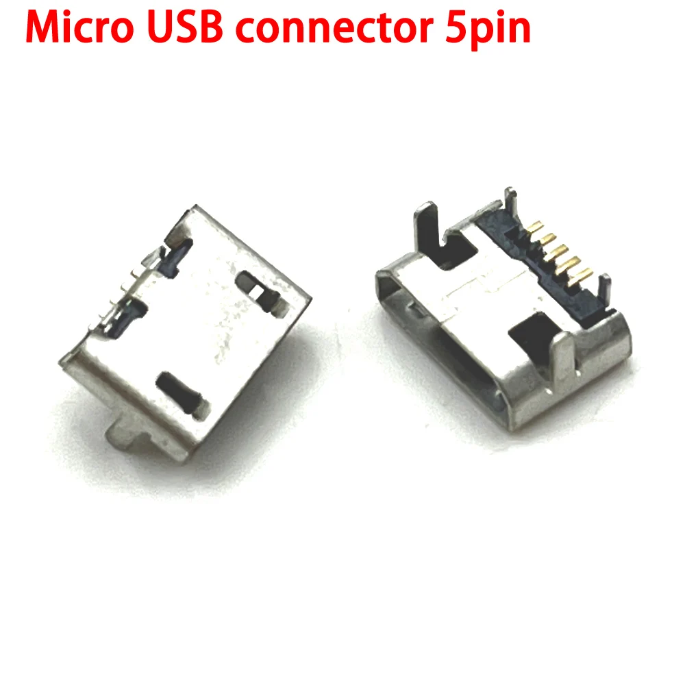 

1-10pcs Micro USB connector 5pin seat Jack Micro usb Four legs 5P Inserting plate seat Mini usb connector