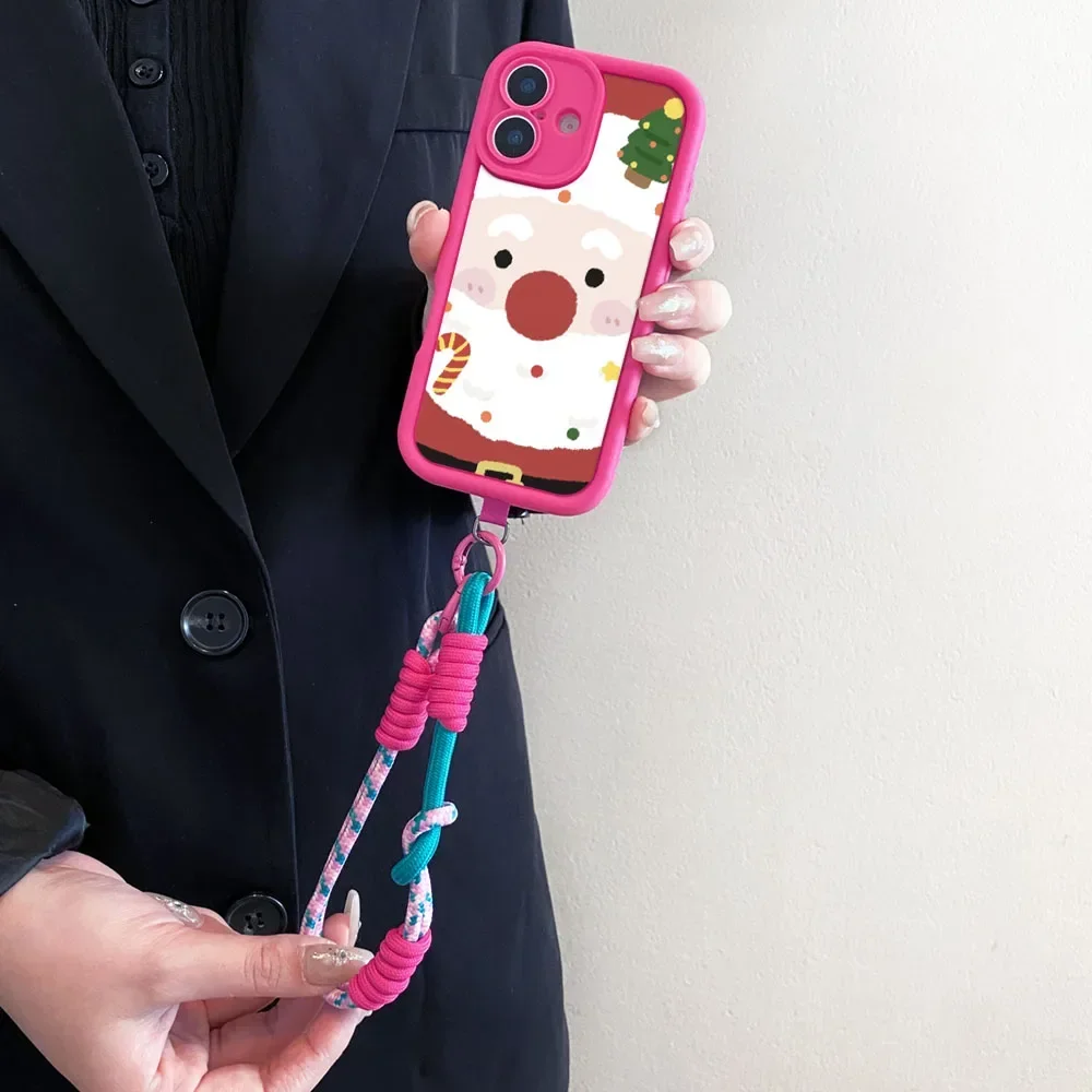 2025 natal crossbody cordão caso foriphone17 16 15 14 13 12 11 pro max xs max xr 7 8 plus papai noel pulseira telefone capa