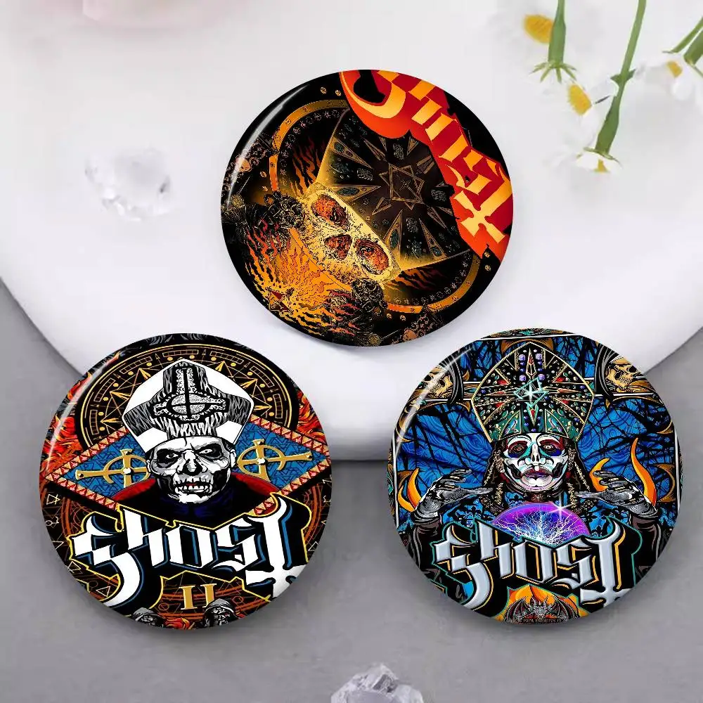 Classic Ghost Band 32/44/58mm Round Cartoon Brooches Handmade Pins For Backpack Jewelry Accessories Gifts Creative Badge