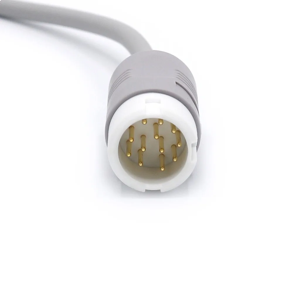 Compatible M1975A   5 Leads  ECG CABLE Pinch AHA One-piece Leadwires 12 Pins