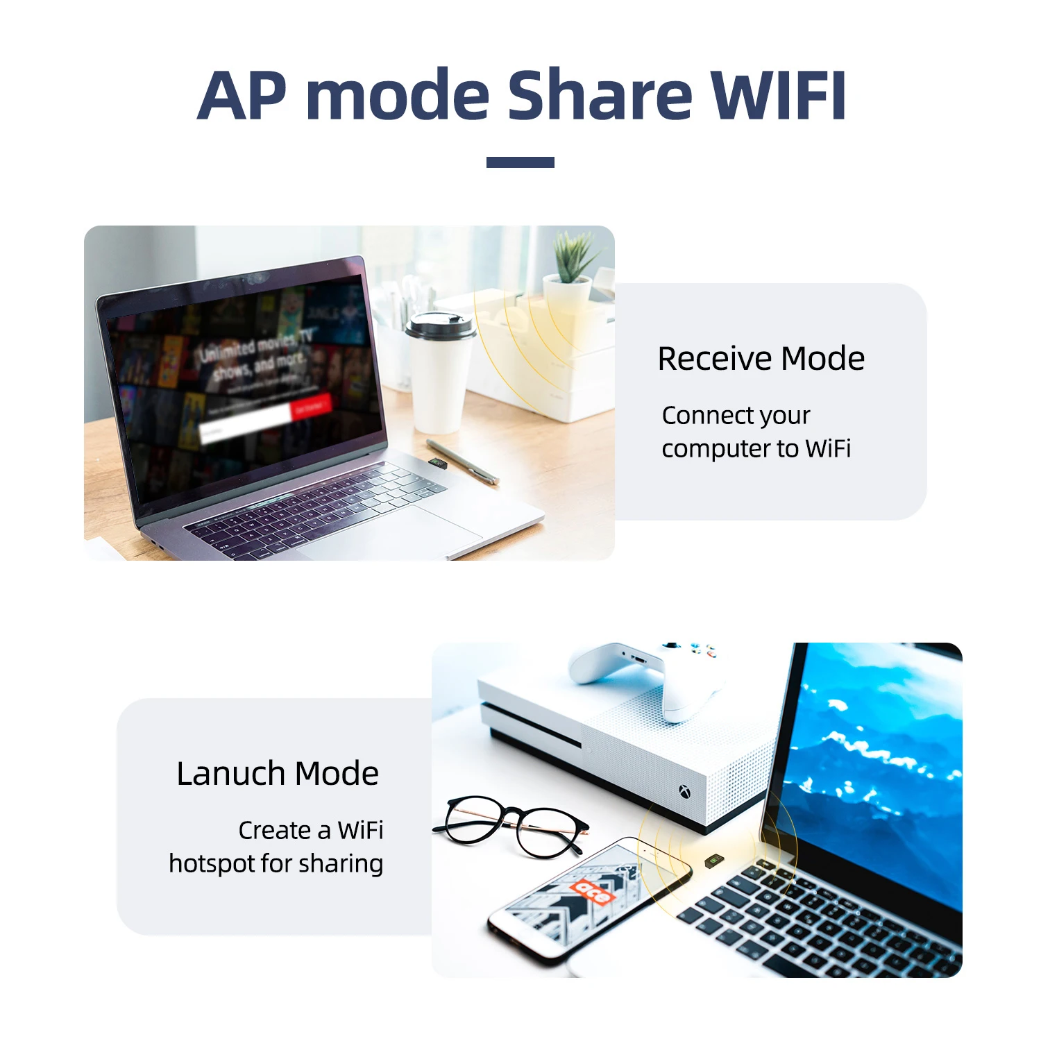 USB WiFi Adapter for Desktop, PIX-LINK UW06 150Mbps Wireless Network for PC, WiFi Dongle Support Windows