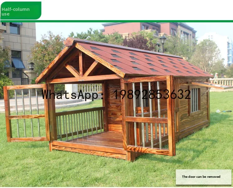 YFY Solid Wood Dog House Outdoor Waterproof Large Dog Golden Retriever Kennel with Fence Guardrail Anti-corrosion Samoyed