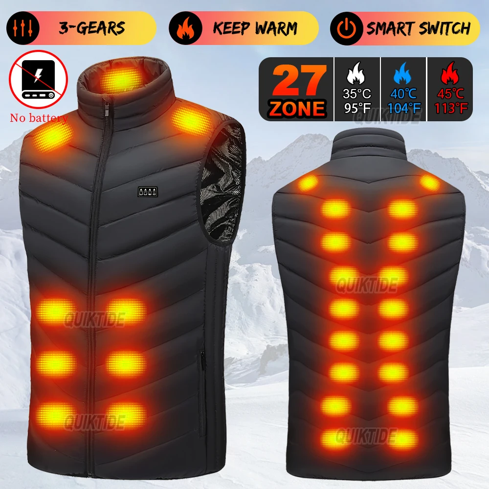 

Smart Heating Vest, 27 Heating Zones,4-Switches,3 temperature options, for Winter Indoor and outdoor activities