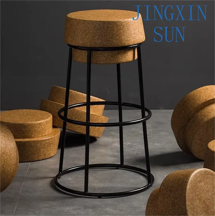 Nordic Metal bar Stool Modern Simple bar Pub Pizza Shop Front Counter Soft Wood High bar Stool and Table