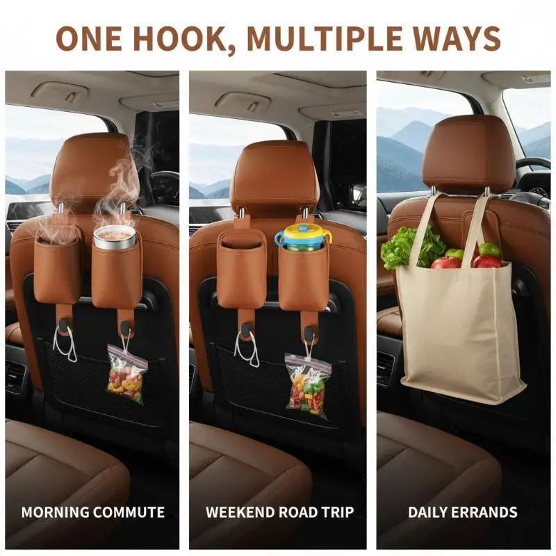 Car Seat Back Cup Holder Organizer with 2 Drink Spaces Premium Easy Install for Busy Parents Hot Sale