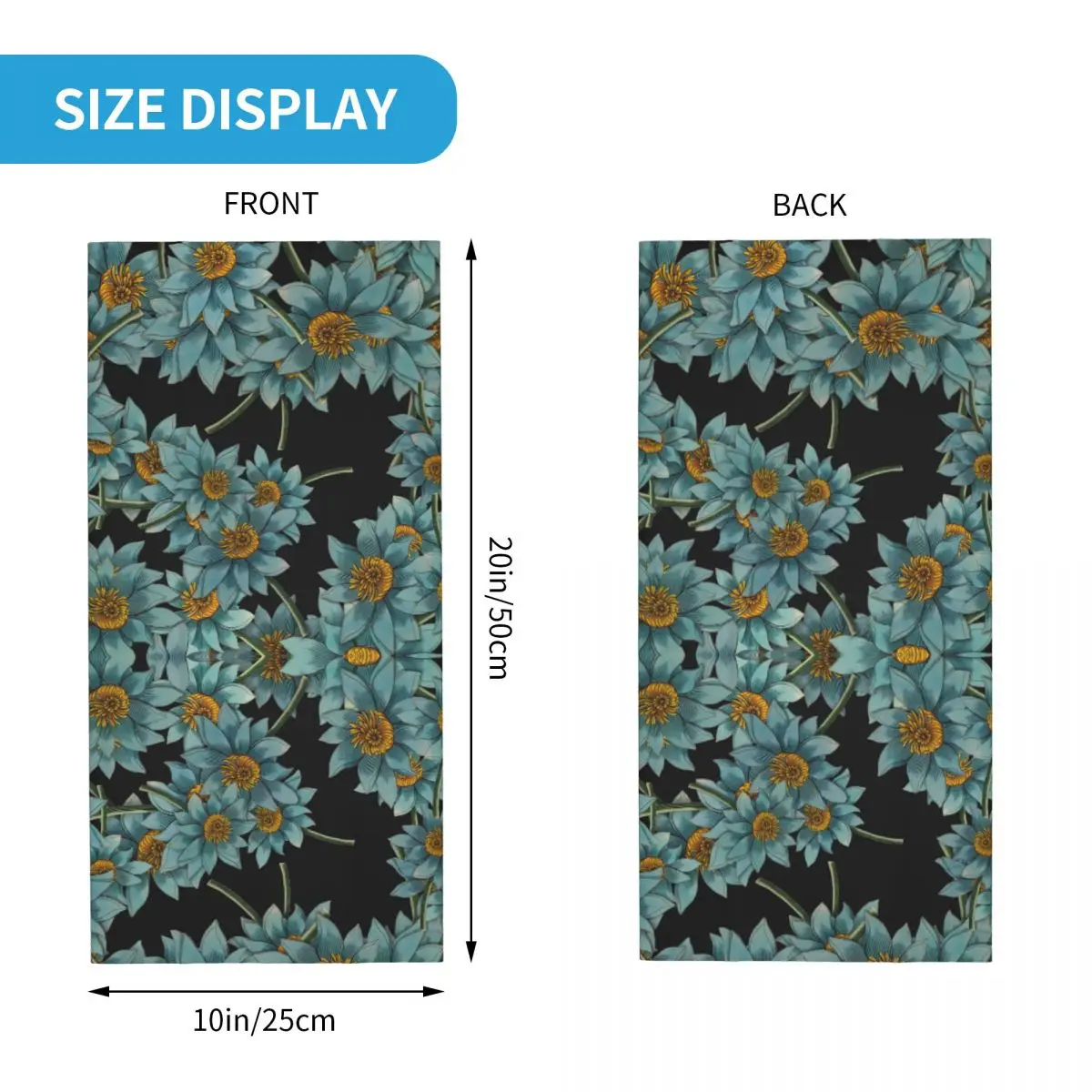 Light BlueWater Lily Flowers Bandana Neck Cover Printed Wrap Mask Scarf Multi-use Headband Riding Unisex Adult Winter