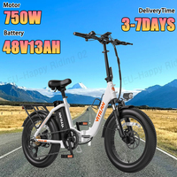E Bike 750W Brushless Motor 48V13AH Removable Lithium Battery Foldable Electric Bike 20-Inch Tire Commuting Electric Bicycle