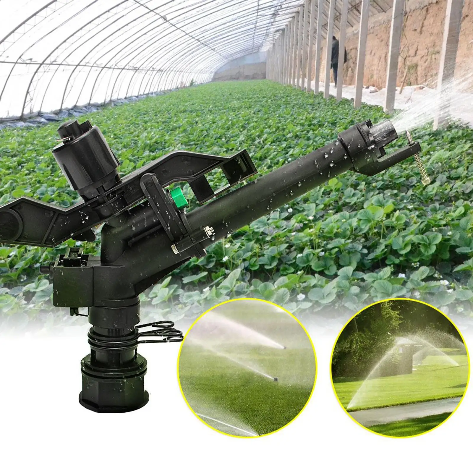 1.5 inches PP Irrigation Spray With 5 Nozzles 5.5 Inches Long-Range Field, Plastic Gardens Lawn Rotation Rocker Sprinkler