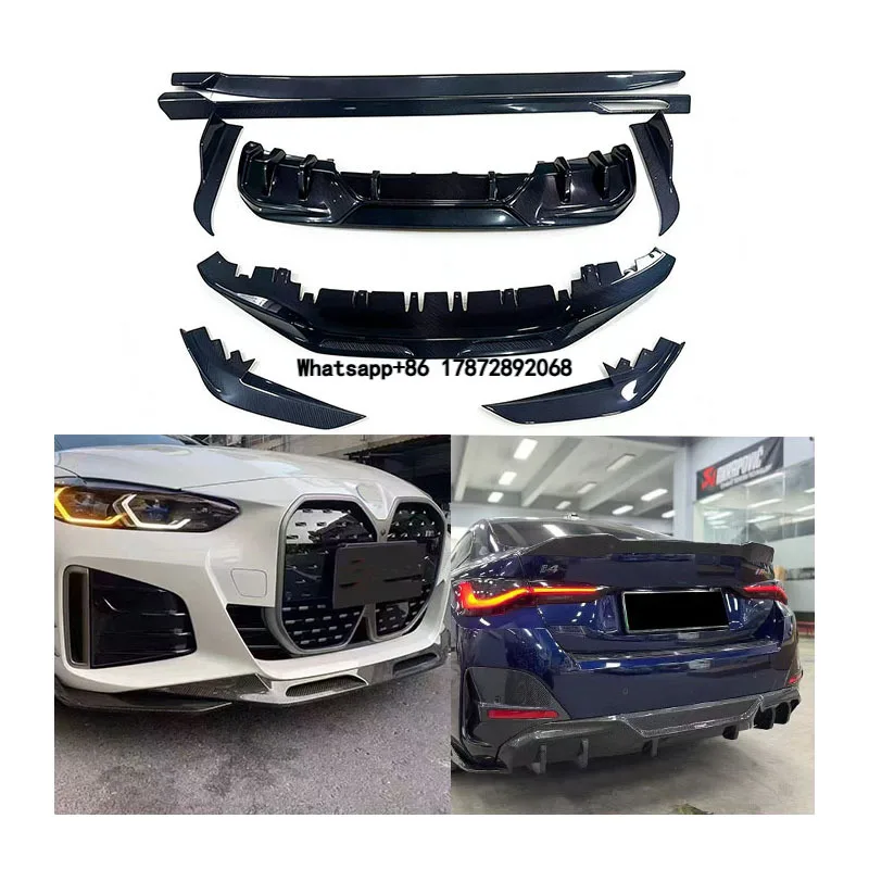 

For 21 I4 Carbon Fiber Small Surround Front Lip, Rear Diffuser, and Side Skirts Body Kit