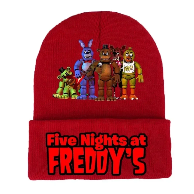 Gorro de punto FNAF con dibujos animados de cinco noches en Freddys, gorros de Anime para otoño e invierno, gorros de lana, gorro para estudiantes,
