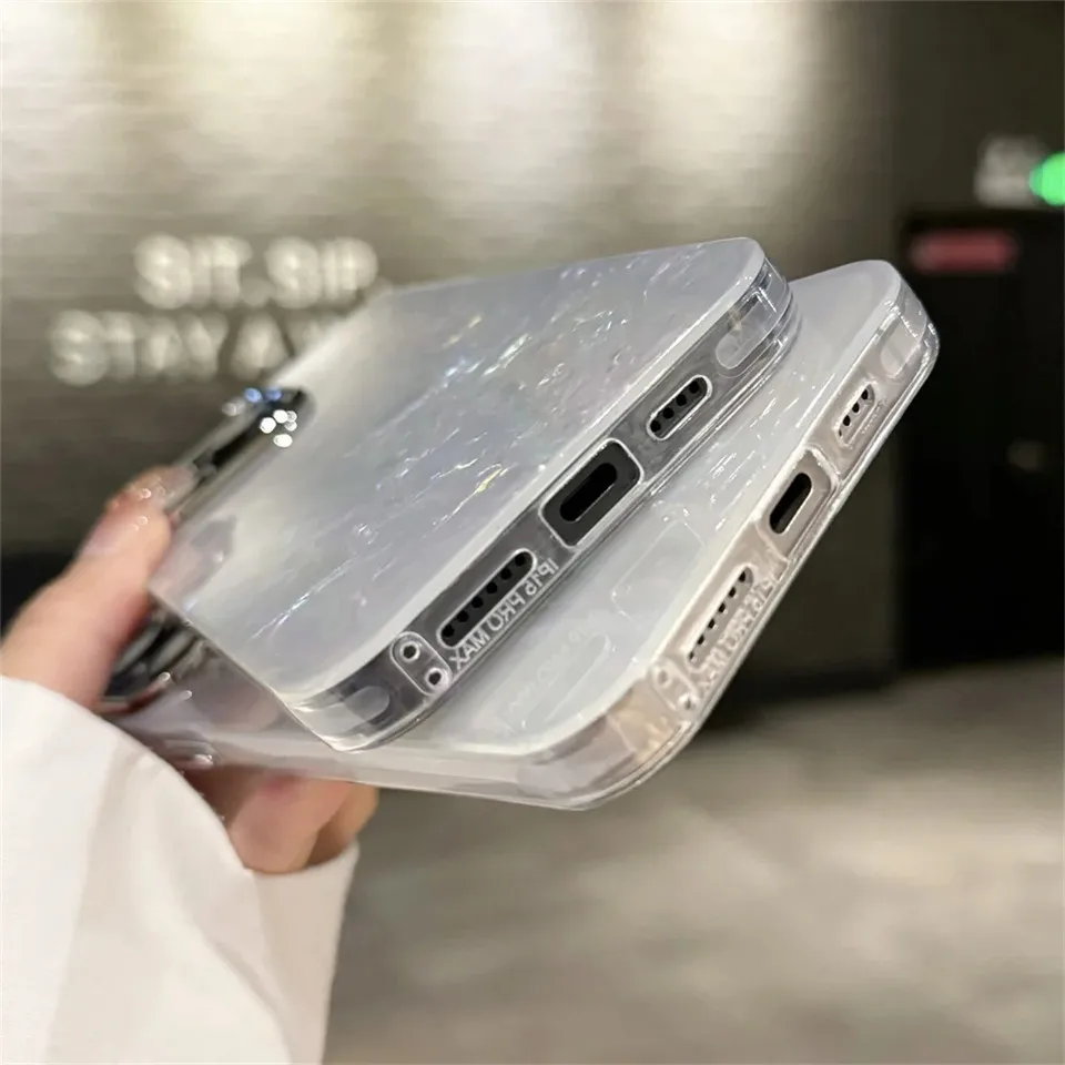 Laser Sea Shell Pattern IMD Phone Case for iPhone 11 12 13 14 15 Pro Max 7 8 Plus X XR XS Max Plating Shockproof Ultrathin Cover